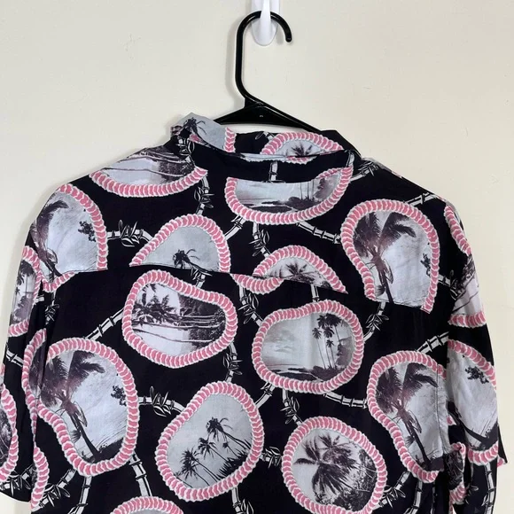 All Saints Islandz Palm Tree Print Button Down Short Sleeve - Picture 6 of 12